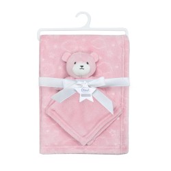 Νάνι-Πανάκι Παρηγοριάς & Κουβέρτα Coral Fleece Σετ Bear 08 Pink Dimcol 2Τεμ