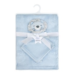 Νάνι-Πανάκι Παρηγοριάς & Κουβέρτα Coral Fleece Σετ Lion 09 Sky Blue Dimcol 2Τεμ