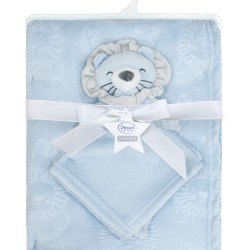 Νάνι-Πανάκι Παρηγοριάς & Κουβέρτα Coral Fleece Σετ Lion 09 Sky Blue Dimcol 2Τεμ