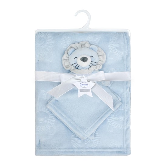 Νάνι-Πανάκι Παρηγοριάς & Κουβέρτα Coral Fleece Σετ Lion 09 Sky Blue Dimcol 2Τεμ