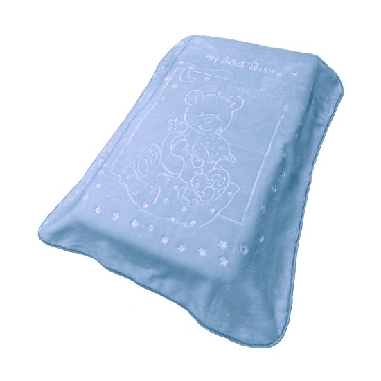 Κουβέρτα Βελουτέ Κούνιας Bebe Sweet Bear 11 Baby Blue Dimcol (110x140) 1Τεμ