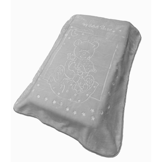 Κουβέρτα Βελουτέ Κούνιας Bebe Sweet Bear 13 Light Grey Dimcol (110x140) 1Τεμ
