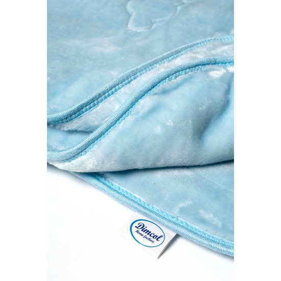 Κουβέρτα Βελουτέ Κούνιας Bebe Bicycle Bear 16 Baby Blue Dimcol (110x140) 1Τεμ
