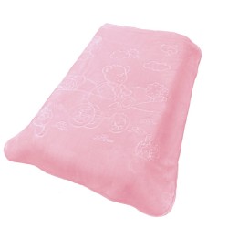 Κουβέρτα Βελουτέ Κούνιας Bebe Bicycle Bear 17 Baby Pink Dimcol (110x140) 1Τεμ