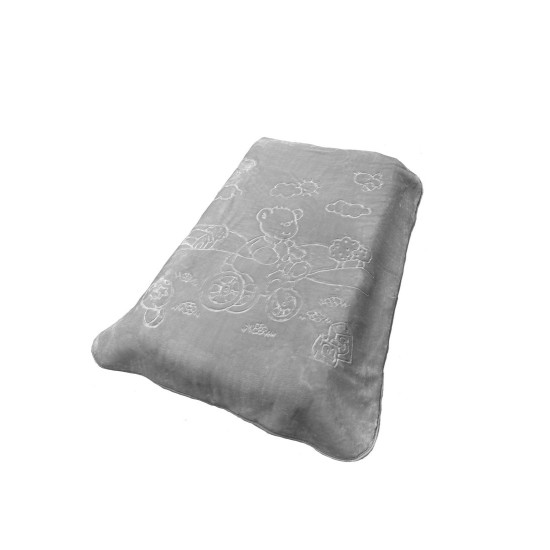 Κουβέρτα Βελουτέ Κούνιας Bebe Bicycle Bear 18 Light Grey Dimcol (110x140) 1Τεμ