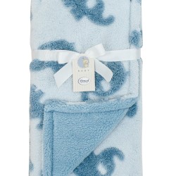 Κουβέρτα Fleece Με Sherpa Αγκαλιάς Bebe Elephant 08 Sky Blue Jacquard Dimcol (75x100) 1Τεμ