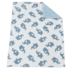 Κουβέρτα Fleece Με Sherpa Αγκαλιάς Bebe Elephant 08 Sky Blue Jacquard Dimcol (75x100) 1Τεμ
