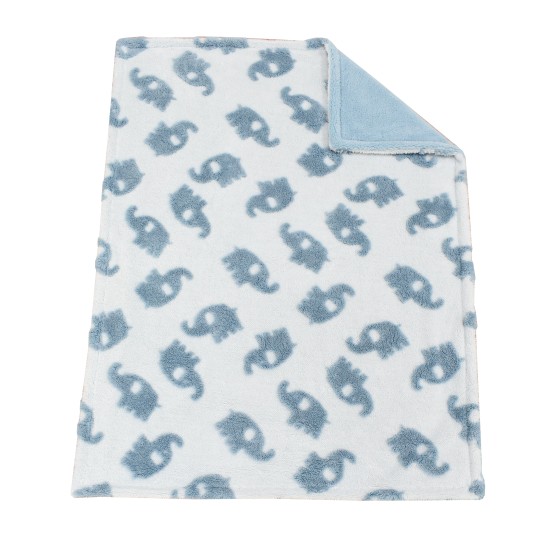 Κουβέρτα Fleece Με Sherpa Αγκαλιάς Bebe Elephant 08 Sky Blue Jacquard Dimcol (75x100) 1Τεμ