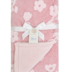 Κουβέρτα Fleece Με Sherpa Αγκαλιάς Bebe Flower 09 Coral Jacquard Dimcol (75x101) 1Τεμ