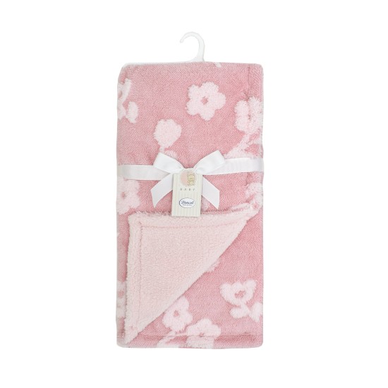 Κουβέρτα Fleece Με Sherpa Αγκαλιάς Bebe Flower 09 Coral Jacquard Dimcol (75x101) 1Τεμ