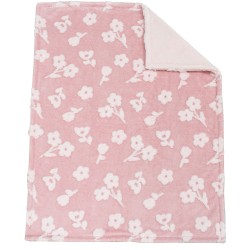 Κουβέρτα Fleece Με Sherpa Αγκαλιάς Bebe Flower 09 Coral Jacquard Dimcol (75x101) 1Τεμ