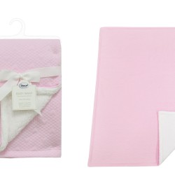 Κουβέρτα Fleece Βρεφική Με Sherpa Αγκαλιάς Hearts 19 Pink Air Layer Jacquard Dimcol (75x100) 1Τεμ