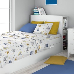 Παπλωματοθήκη Παιδική Μονή Kids Sweet Dreams 554 White-Sky Blue Cotton Dimcol (160x240) 1Τεμ
