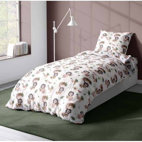 Παπλωματοθήκη Παιδική Μονή Kids Lion 532 Beige Cotton Dimcol (160x240) 1Τεμ