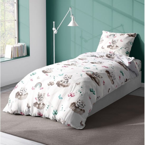 Παπλωματοθήκη Παιδική Μονή Kids Kitten 560 Petrol Cotton Dimcol (160x240) 1Τεμ