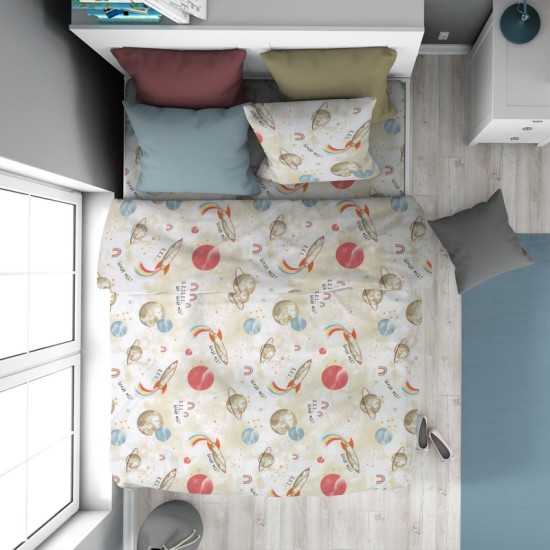 Πάπλωμα Παιδικό Μονό Κids Spaceship 186 Beige Cotton Dimcol (160x240) 1Τεμ
