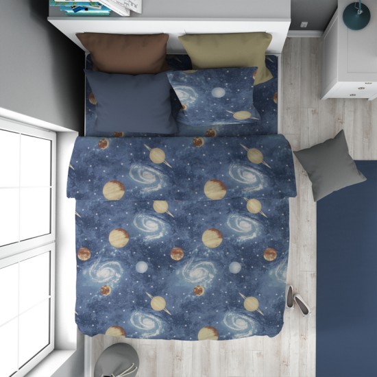Πάπλωμα Παιδικό Μονό Κids Milky Way 185 Blue Cotton Dimcol (160x240) 1Τεμ