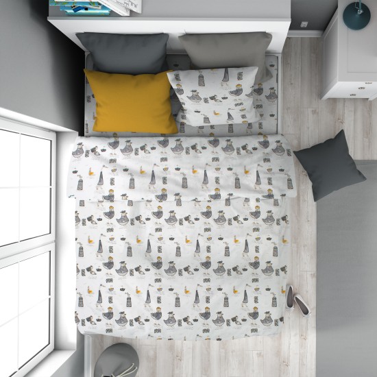Πάπλωμα Παιδικό Μονό Kids Seabirds 578 White-Grey Cotton Dimcol (160x240) 1Τεμ