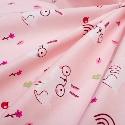 Σεντόνια Παιδικά Μονά Σετ Kids Rabbit Garden 585 Pink Cotton Dimcol (160x240 ) Με Λάστιχο 3Τεμ