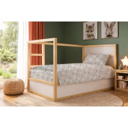 Παπλωματοθήκη Παιδική Μονή Kids Rabbit Garden 586 Grey Cotton Dimcol (160x240) 1Τεμ