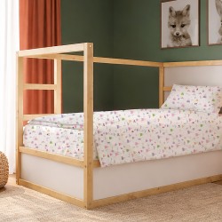 Σεντόνια Παιδικά Μονά Σετ Kids Whimsical Mountainside 587 White-Pastel Lilac Cotton Dimcol (160x240 ) Με Λάστιχο 3Τεμ