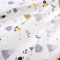Σεντόνια Παιδικά Μονά Σετ Kids Whimsical Mountainside 588 White-Grey Cotton Dimcol (160x240 ) Με Λάστιχο 3Τεμ