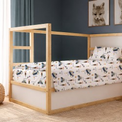 Παπλωματοθήκη Παιδική Μονή Kids Animal Grand Prix 589 White-Blue Cotton Dimcol (160x240) 1Τεμ