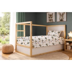Σεντόνια Παιδικά Μονά Σετ Kids Animal Grand Prix 590 White-Olive Cotton Dimcol (160x240) 2Τεμ
