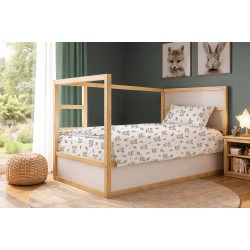 Παπλωματοθήκη Παιδική Μονή Kids Foxes 595 White-Grey Cotton Dimcol (160x240) 1Τεμ