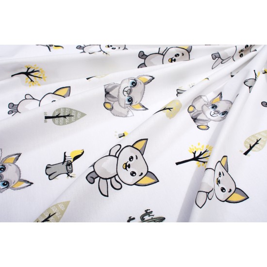 Σεντόνια Παιδικά Μονά Σετ Kids Foxes 595 White-Grey Cotton Dimcol (160x240) 2Τεμ