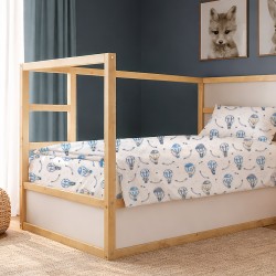 Σεντόνια Παιδικά Μονά Σετ Kids The Floating Zoo 596 White-Blue Cotton Dimcol (160x240) 2Τεμ