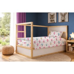 Σεντόνια Παιδικά Μονά Σετ Kids The Floating Zoo 597 White-Pink Cotton Dimcol (160x240) 2Τεμ