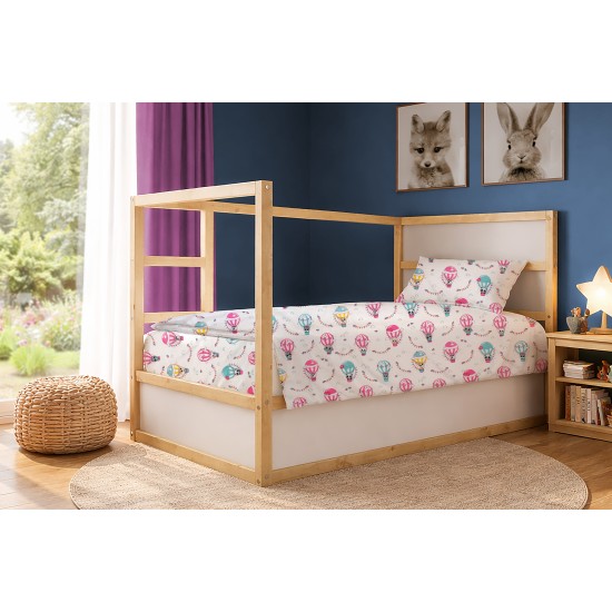 Παπλωματοθήκη Παιδική Μονή Kids The Floating Zoo 597 White-Pink Cotton Dimcol (160x240) 1Τεμ