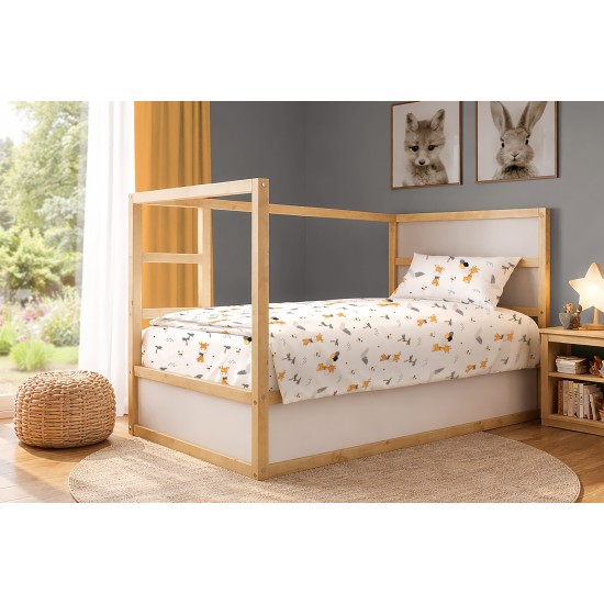 Σεντόνια Παιδικά Μονά Σετ Kids Giraffe 599 White-Orange Cotton Dimcol (160x240) 2Τεμ