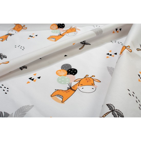 Σεντόνια Παιδικά Μονά Σετ Kids Giraffe 599 White-Orange Cotton Dimcol (160x240) 2Τεμ
