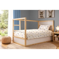 Σεντόνια Παιδικά Μονά Σετ Kids Happy Safari 713 White-Grey Cotton Dimcol (160x240) 2Τεμ