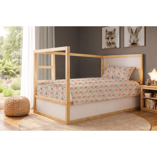 Παπλωματοθήκη Παιδική Μονή Kids Floating Bunny 714 Beige-Salmon Cotton Dimcol (160x240) 1Τεμ