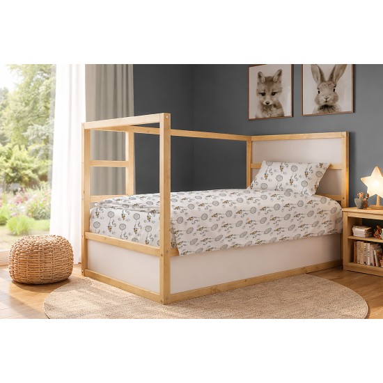 Σεντόνια Παιδικά Μονά Σετ Kids Floating Bunny 715 Grey Cotton Dimcol (160x240) 2Τεμ