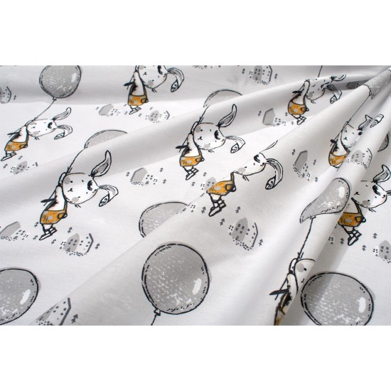Σεντόνια Παιδικά Μονά Σετ Kids Floating Bunny 715 Grey Cotton Dimcol (160x240) 2Τεμ