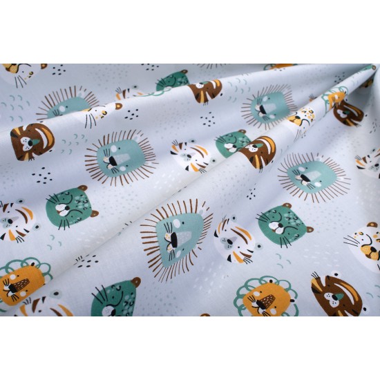 Μαξιλαροθήκη Παιδική Kids Big Cats 28 Light Aqua Cotton Dimcol (50x70) 1Τεμ