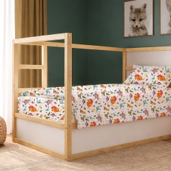 Σεντόνια Παιδικά Μονά Σετ Kids Dinosaur 520 White-Orange Cotton Dimcol (160x240) 2Τεμ
