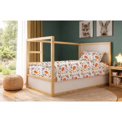 Παπλωματοθήκη Παιδική Μονή Kids Dinosaur 520 White-Orange Cotton Dimcol (160x240) 1Τεμ