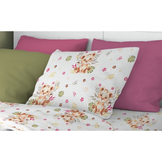 Μαξιλαροθήκη Παιδική Kids Lion Cub 530 Beige Cotton Dimcol (50x70) 1Τεμ
