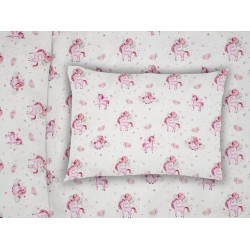 Μαξιλαροθήκη Παιδική Kids Unicorn 208 White-Pink Cotton Dimcol (50x70) 1Τεμ