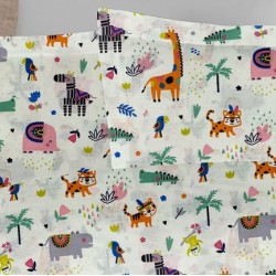 Μαξιλαροθήκη Παιδική Kids Zoo 556 White-Multi Cotton Dimcol (50x70) 1Τεμ
