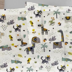Μαξιλαροθήκη Παιδική Kids Zoo 557 White-Grey Cotton Dimcol (50x70) 1Τεμ