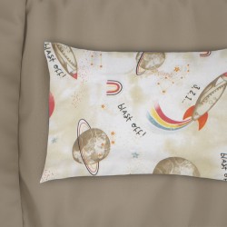 Μαξιλαροθήκη Παιδική Κids Spaceship 186 Beige Cotton Dimcol (50x70) 1Τεμ