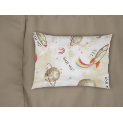 Μαξιλαροθήκη Παιδική Κids Spaceship 186 Beige Cotton Dimcol (50x70) 1Τεμ