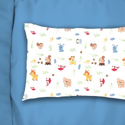 Μαξιλαροθήκη Παιδική Kids Forest Animals 570 White-Sky Blue Cotton Dimcol (50x70) 1Τεμ