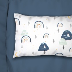 Μαξιλαροθήκη Παιδική Kids Rainbow 574 White-Blue Cotton Dimcol (50x70) 1Τεμ